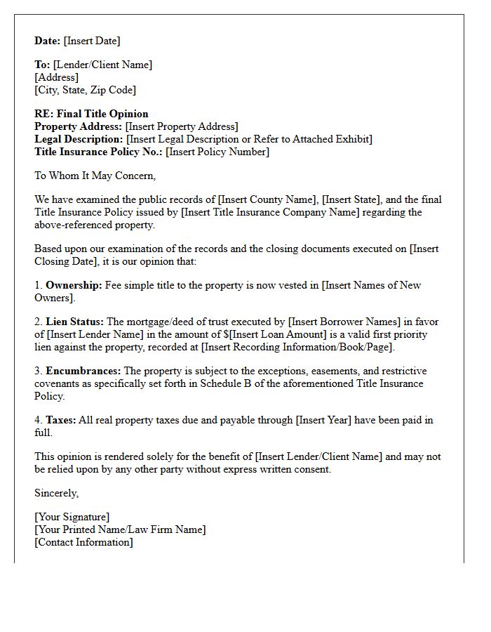 Final Title Opinion Letter