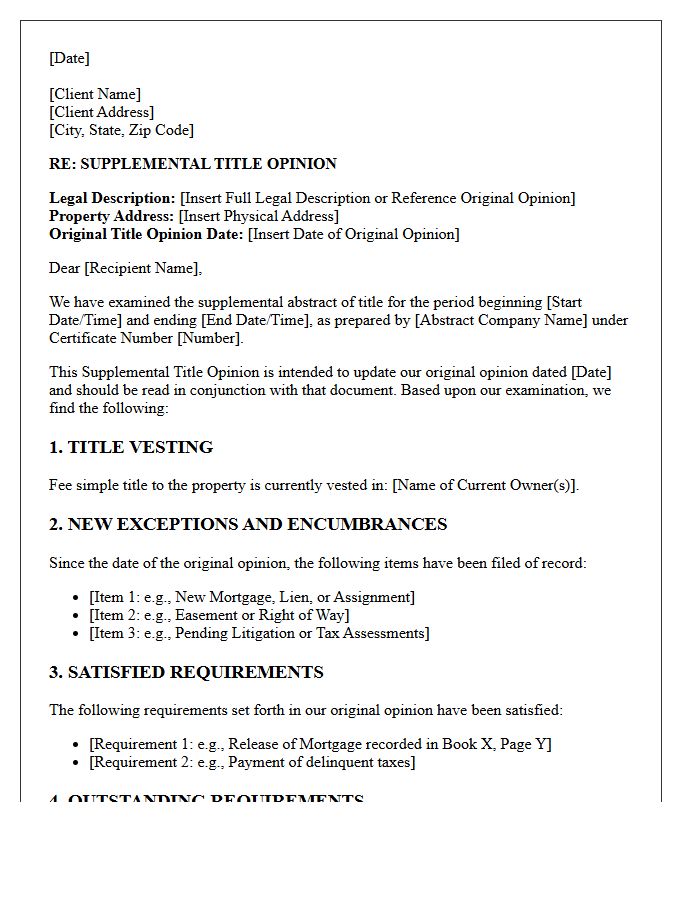 Supplemental Title Opinion Letter