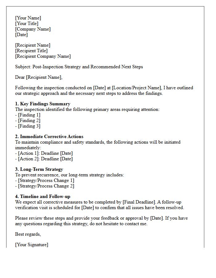 Post-Inspection Strategy And Next Steps Letter