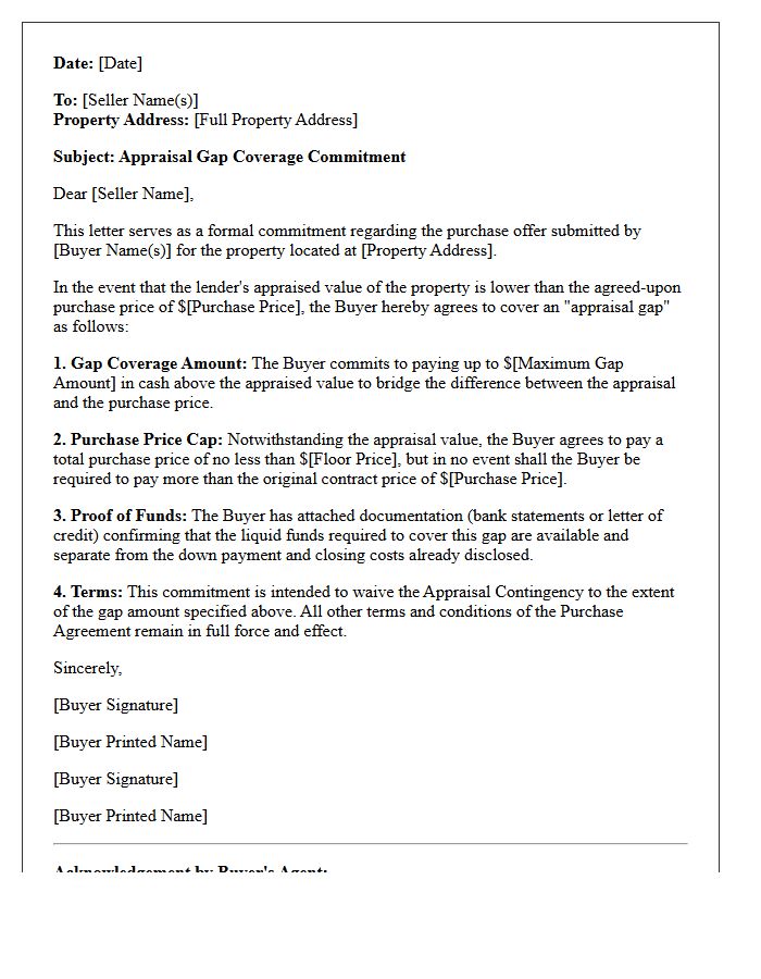 Buyer Appraisal Gap Coverage Commitment Letter