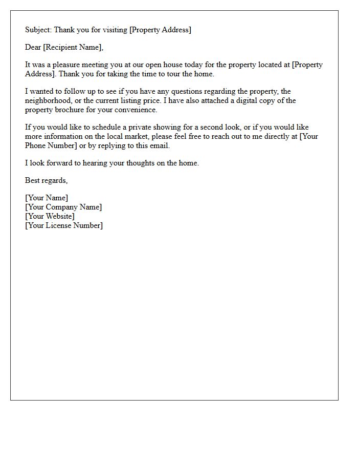 Thank You For Attending The Open House Follow-Up Letter