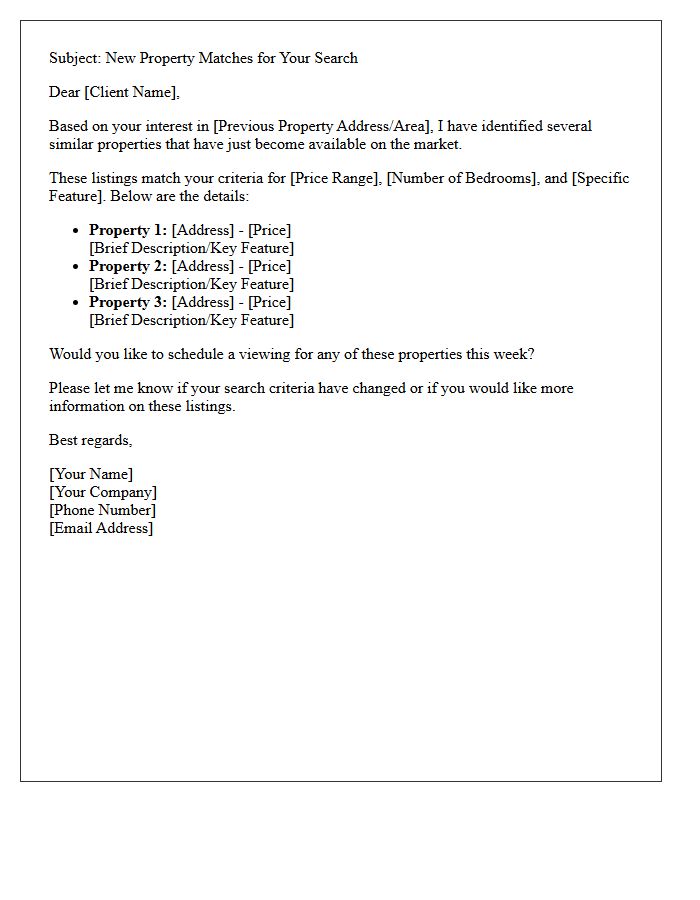 Similar Available Properties Match Letter