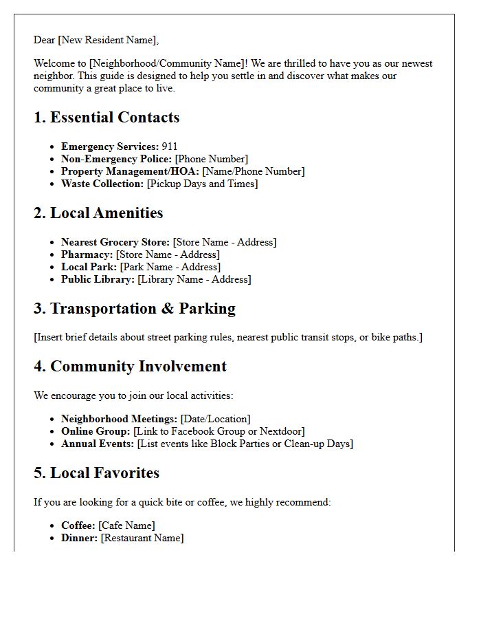 Local Community Guide And Welcome Letter
