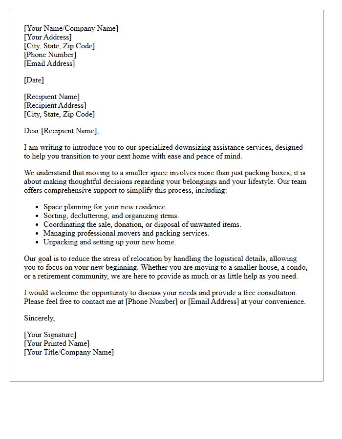 Introduction To Downsizing Assistance Letter