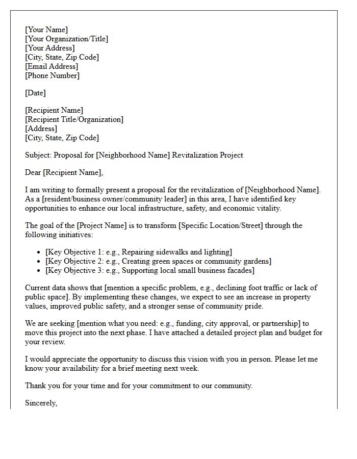 Neighborhood Revitalization Project Pitch Letter