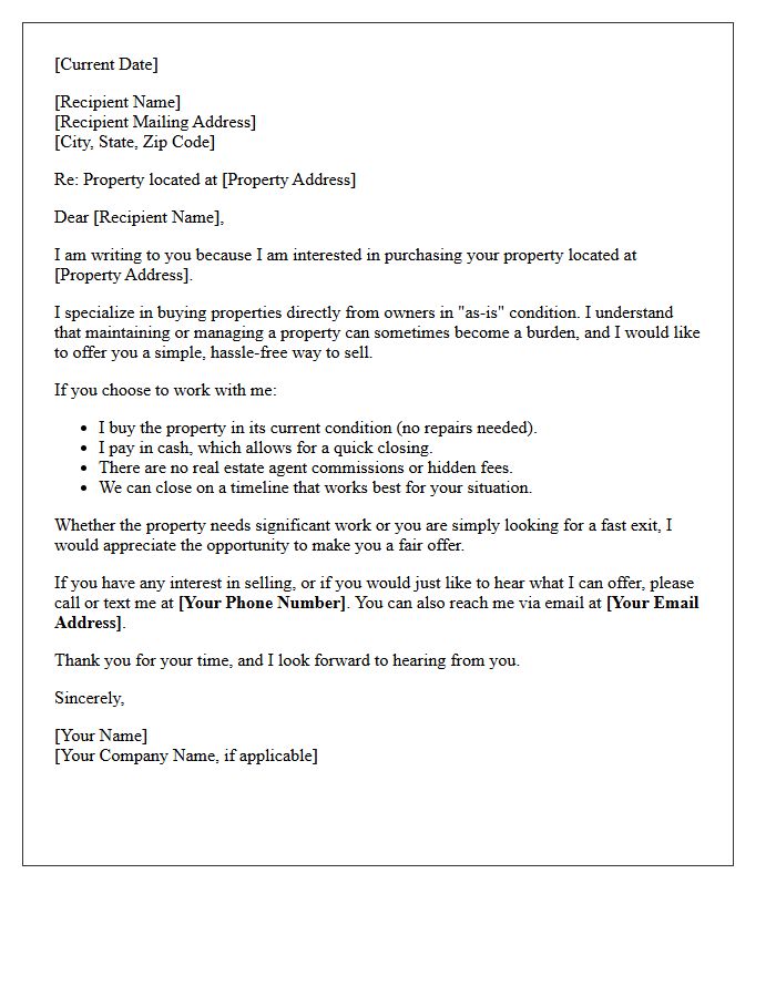 Off-Market Distressed Property Pitch Letter