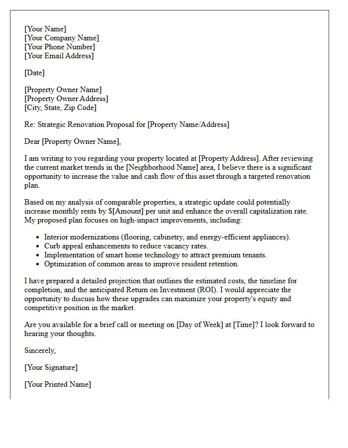 Multi-Family Property Renovation Pitch Letter