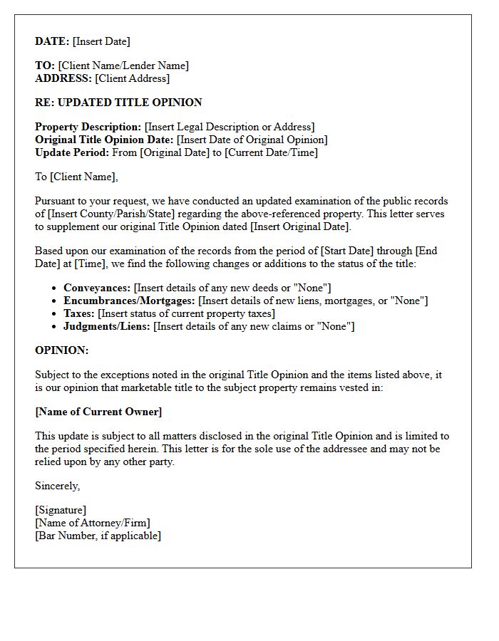 Updated Title Opinion Letter