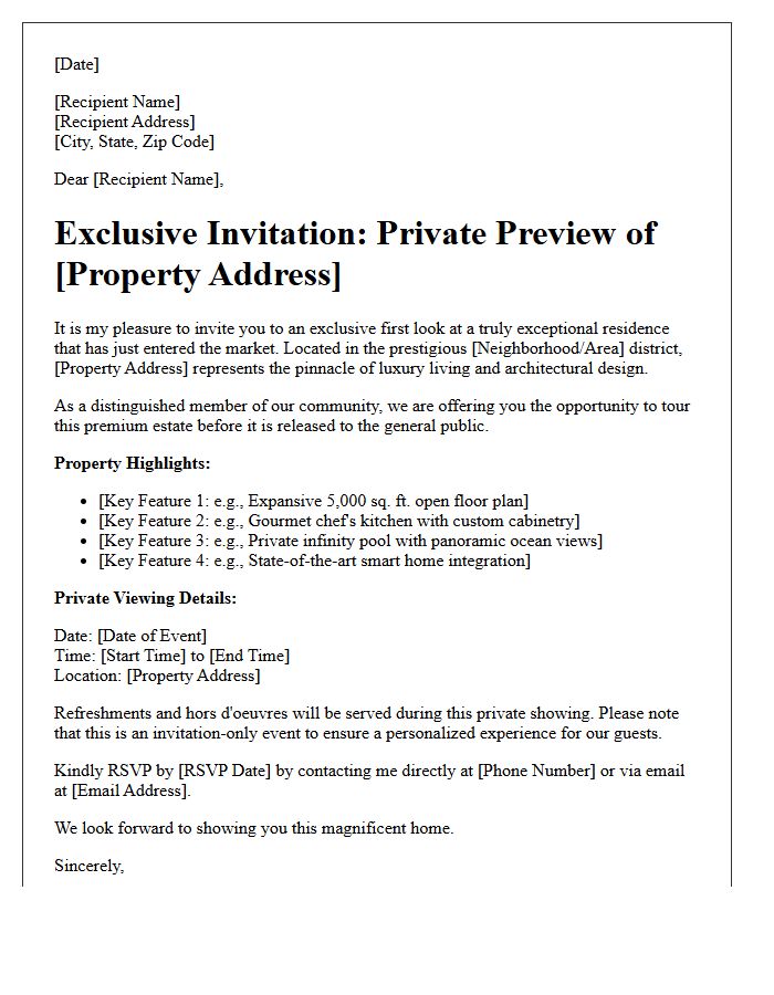 Premium Property Just Listed Exclusive Invitation Letter