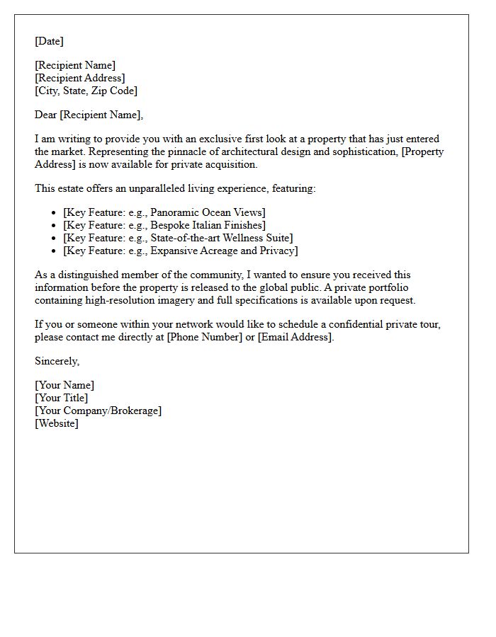 Ultra-Luxury Property Just Listed First Look Letter