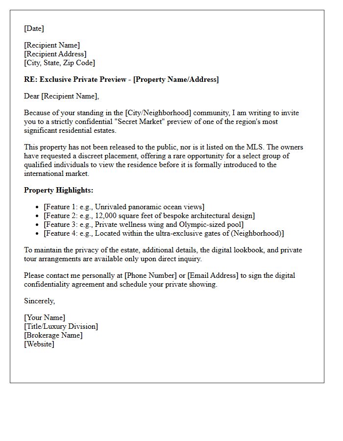 Luxury Residence Secret Market Preview Letter