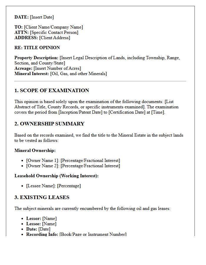 Mineral Rights Title Opinion Letter