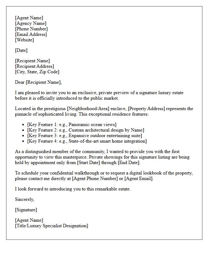 Signature Luxury Listing Exclusive Preview Letter