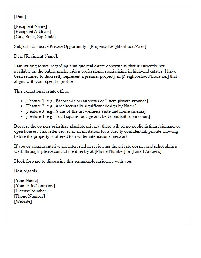 Off-Market Luxury Estate Exclusive Showing Letter