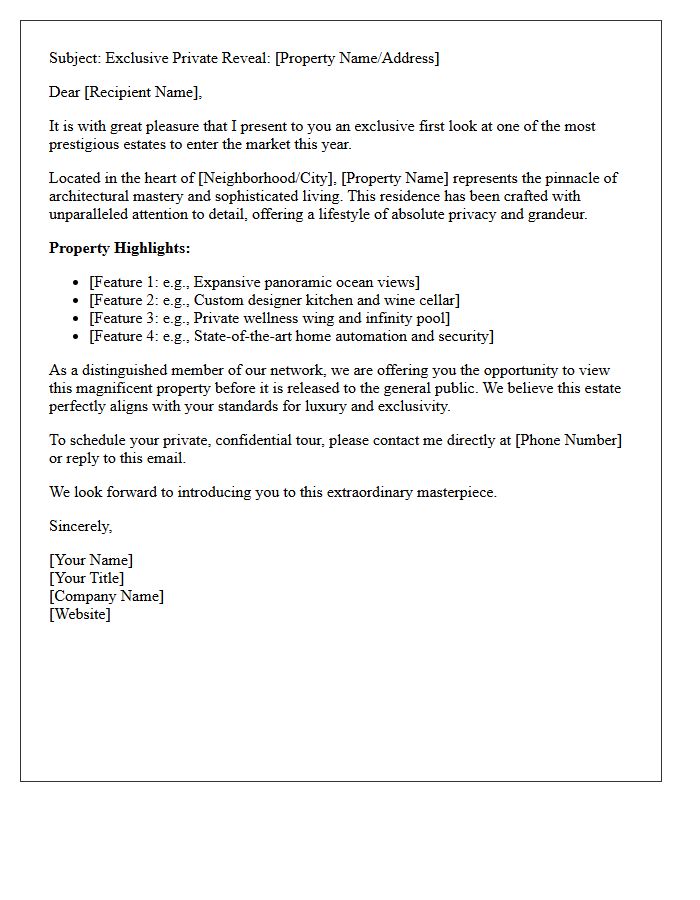 Magnificent Luxury Property Exclusive Reveal Letter
