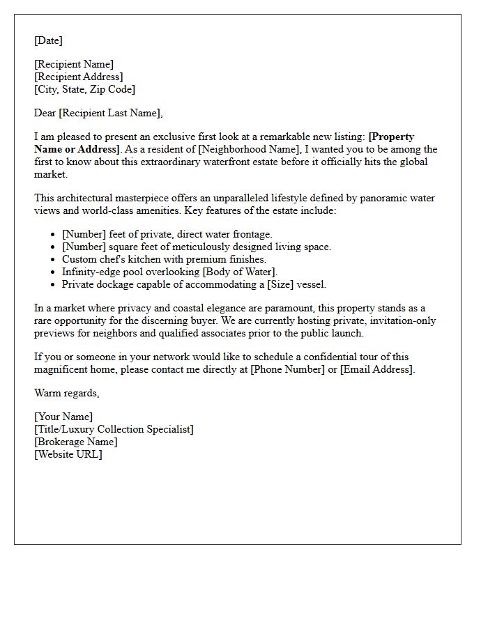 Luxury Waterfront Estate Just Listed Preview Letter