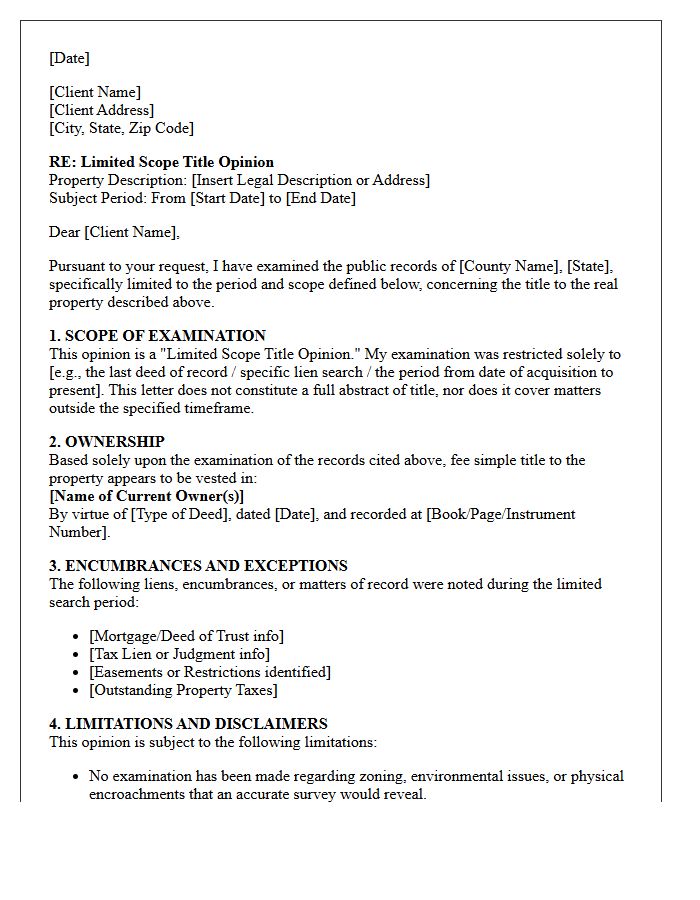 Limited Scope Title Opinion Letter