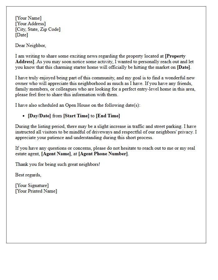 Charming Starter Home Neighborhood Notification Letter