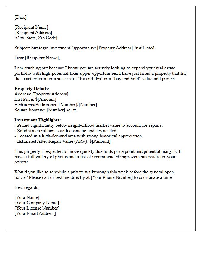 Fixer-Upper Portfolio Expansion Just Listed Letter