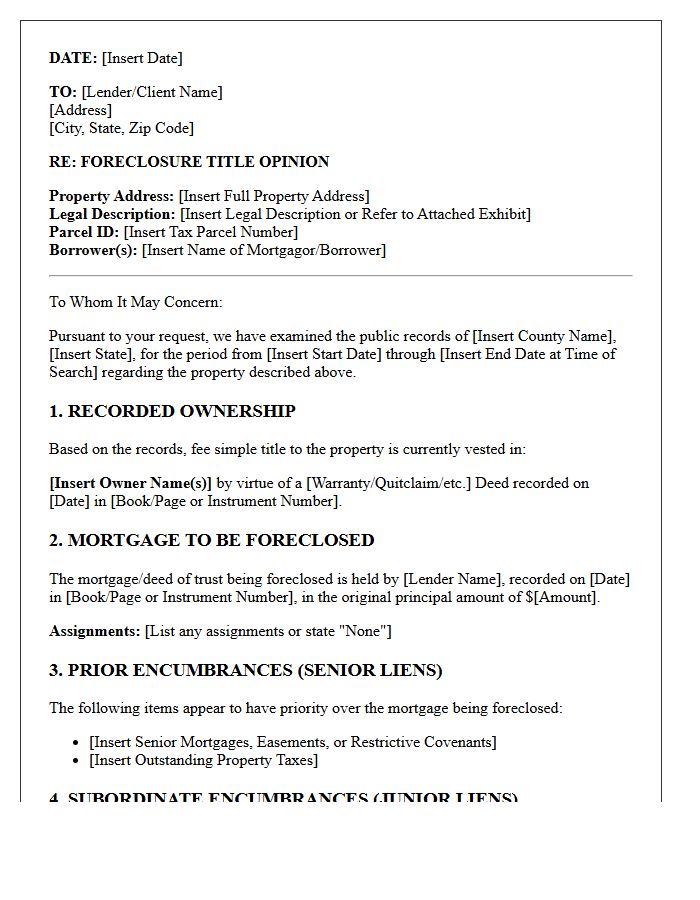 Foreclosure Title Opinion Letter