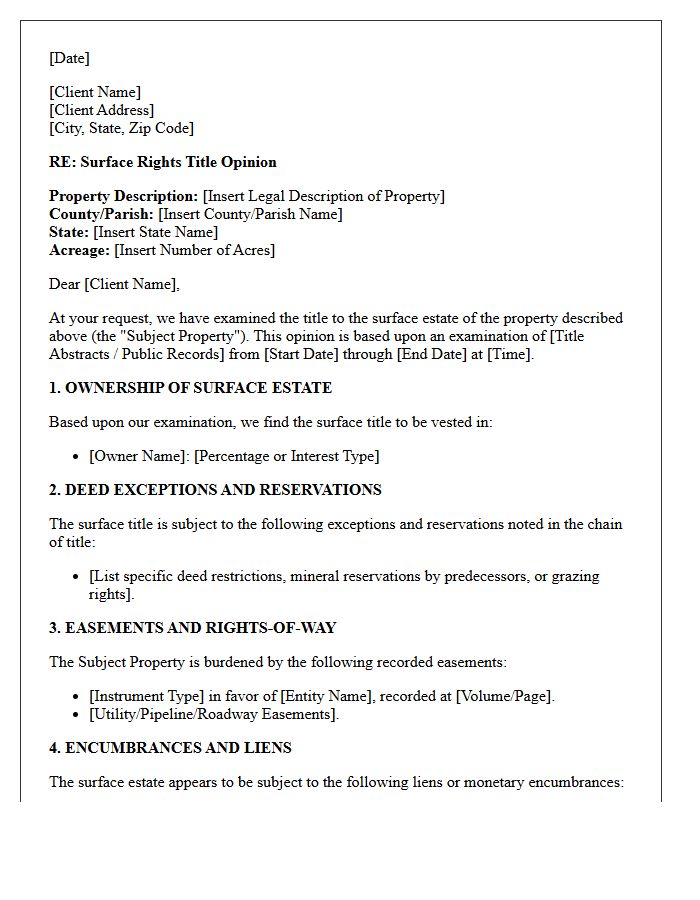 Surface Rights Title Opinion Letter