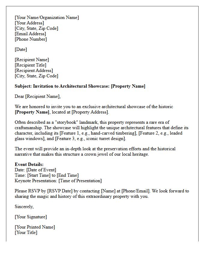 Storybook Historic Property Architectural Showcase Letter
