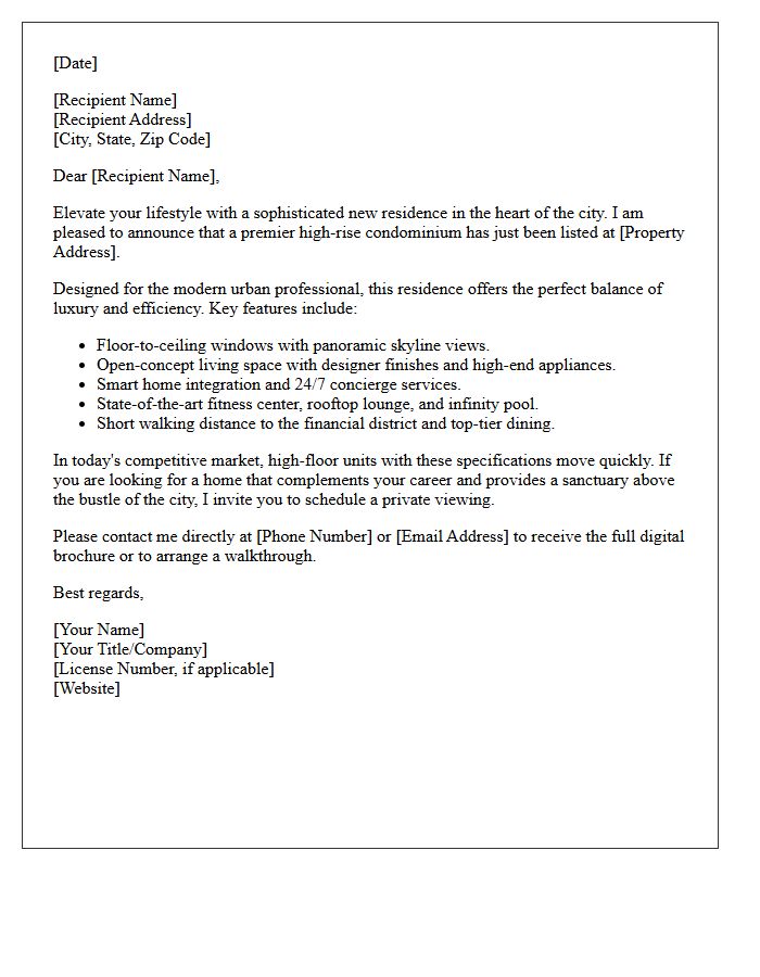 Modern High-Rise Condo Just Listed Urban Professional Letter