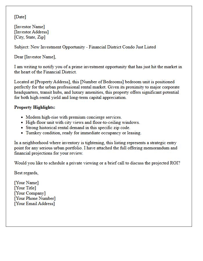 Financial District Condo Just Listed Urban Investor Letter