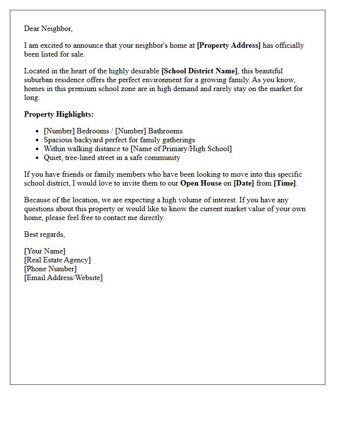 Premium School Zone Suburban Family Residence Just Listed Letter