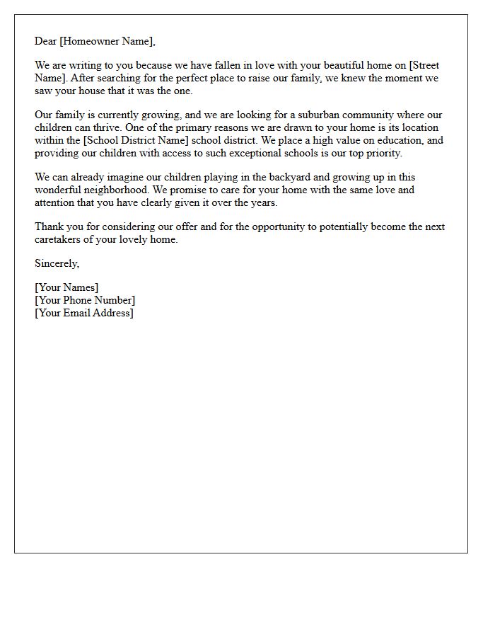 Growing Family Suburban Home Exceptional School District Letter