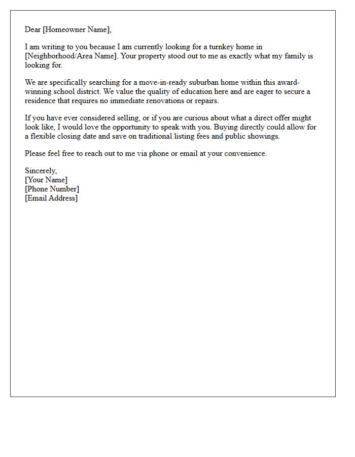 Turnkey Suburban Family Home Award-Winning School District Letter
