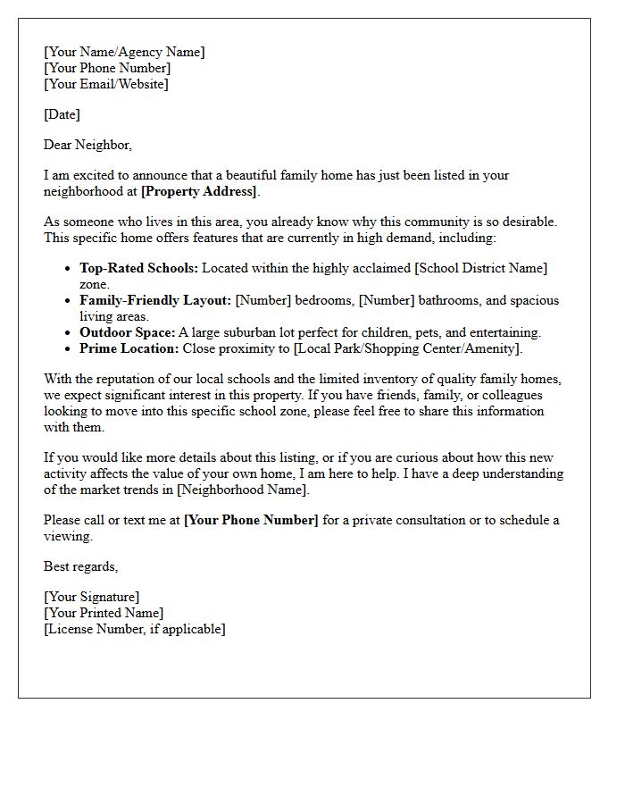 Suburban Family Home Highly Rated School Zone Just Listed Letter