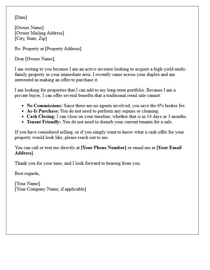 High Yield Multi-Family Duplex Prospect Letter