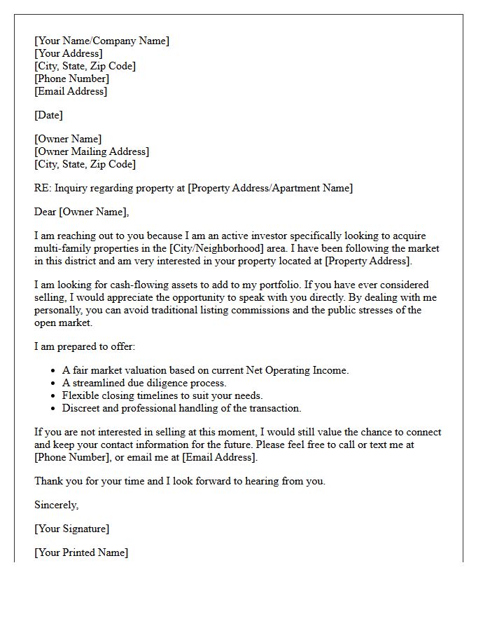 Cash Flow Multi-Family Property Introduction Letter