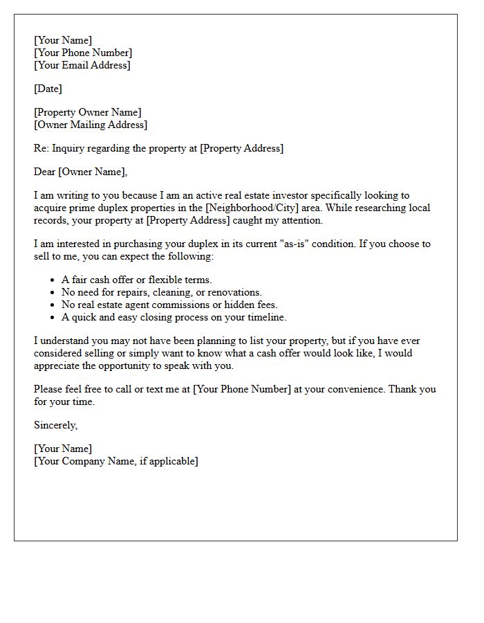 Prime Duplex Real Estate Investor Letter