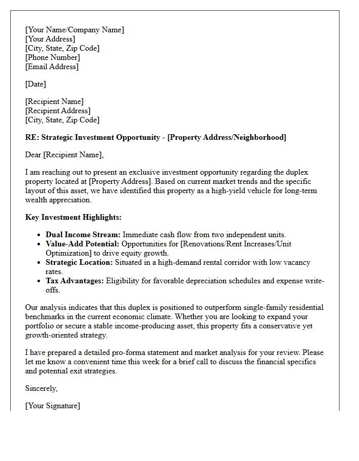 Strategic Duplex Investment Opportunity Letter
