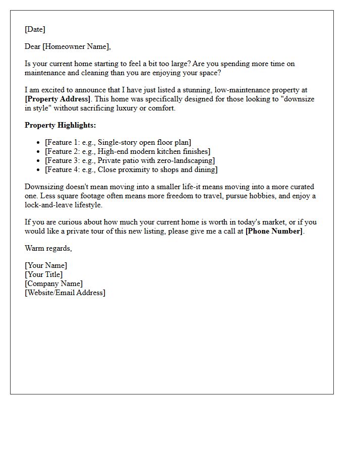 Downsize In Style Just Listed Real Estate Letter