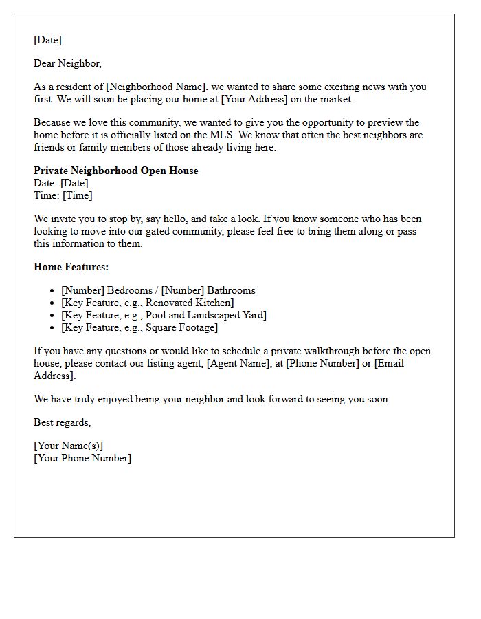 Gated Community Pre Market Neighbor Invitation Letter