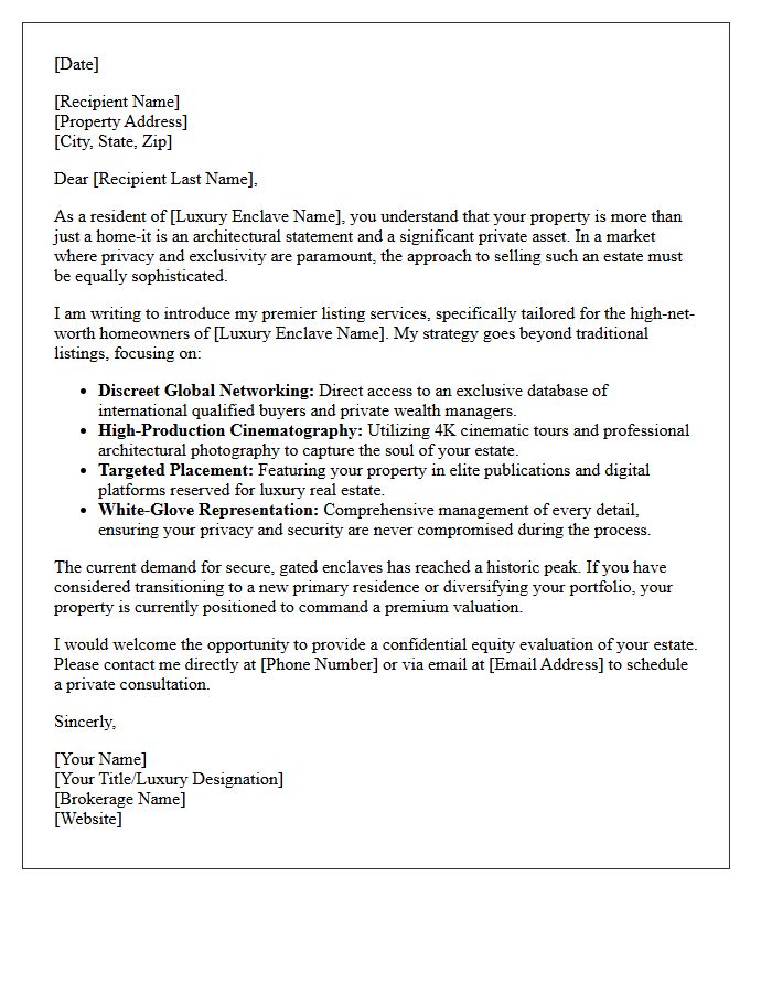 Luxury Gated Enclave Premier Listing Letter
