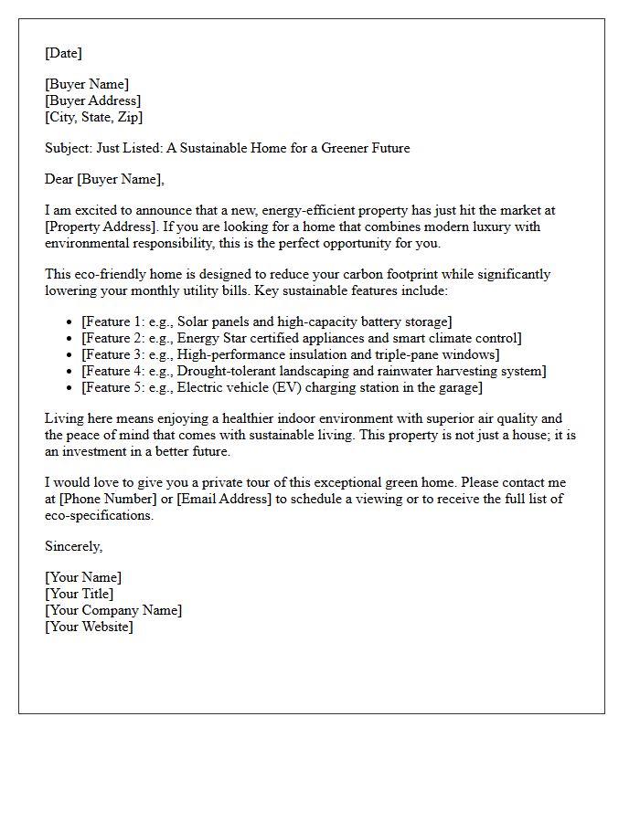 Energy-Efficient Eco-Friendly Property Just Listed Buyer Letter