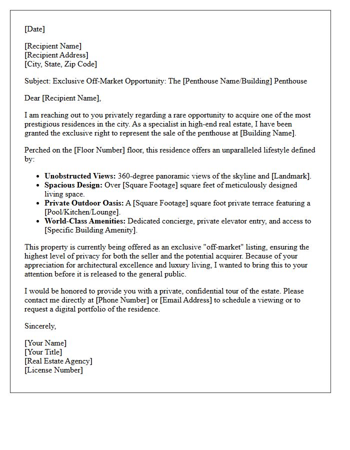 Sky-High Luxury Penthouse Exclusive Listing Letter