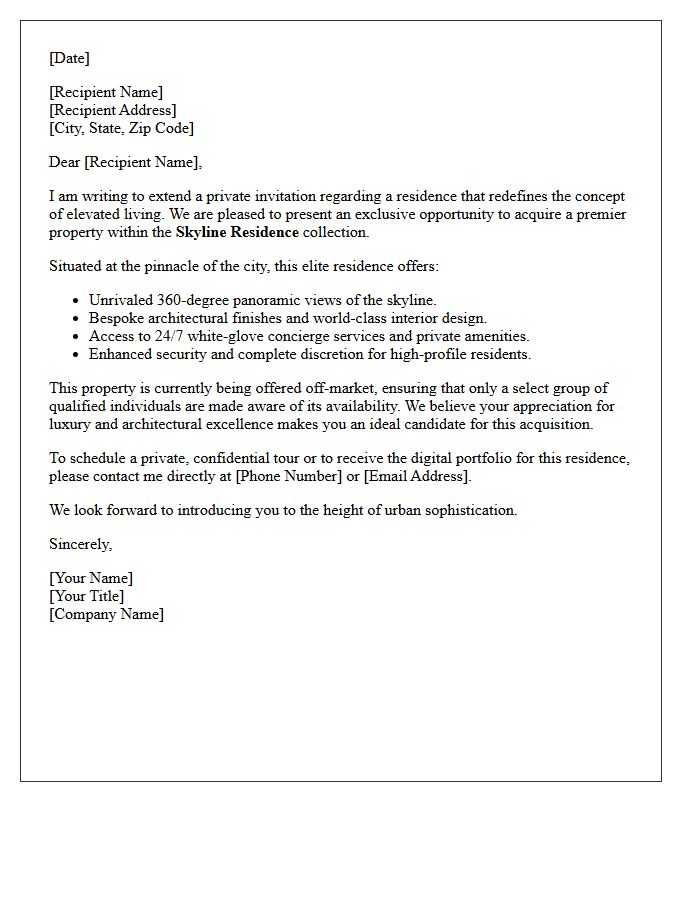 Exclusive Skyline Residence Elite Buyer Letter