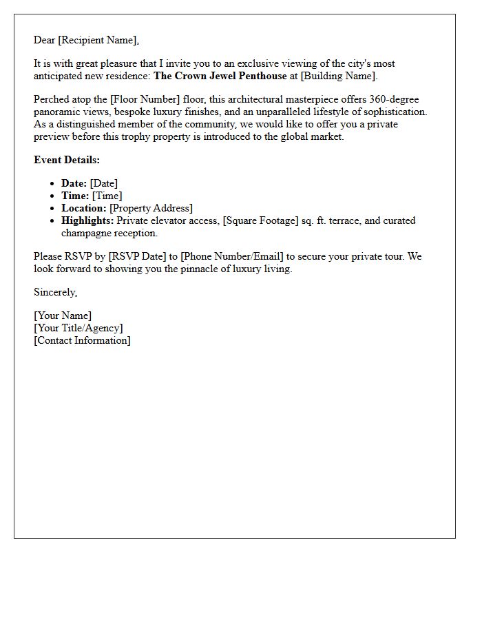 Crown Jewel Penthouse Just Listed Invitation Letter