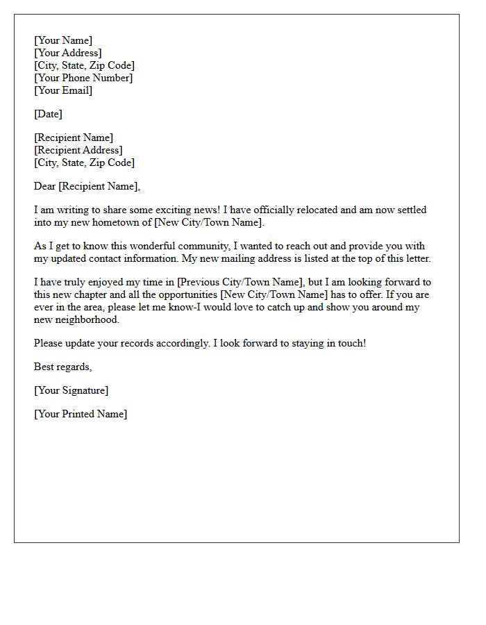 Your New Hometown Just Listed Relocation Letter