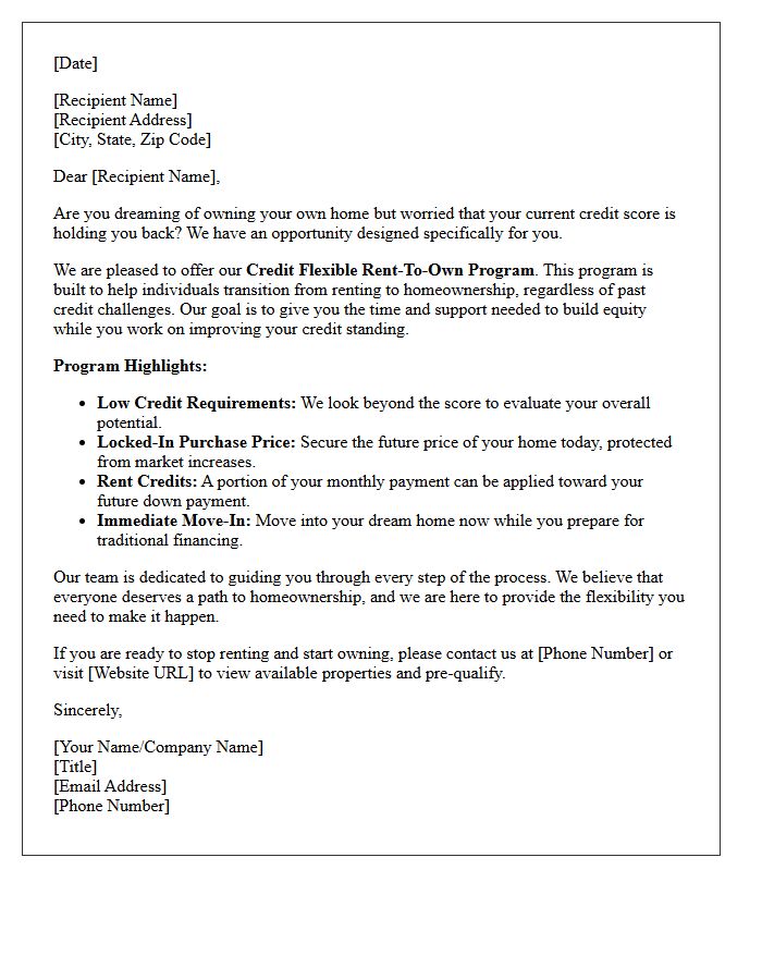 Credit Flexible Rent-To-Own Opportunity Letter