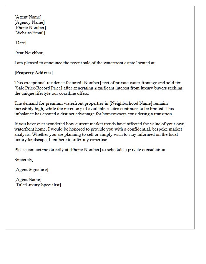 High-End Waterfront Residence Just Sold Letter