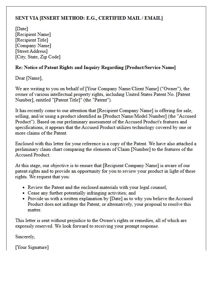 Initial Patent Infringement Assessment Letter