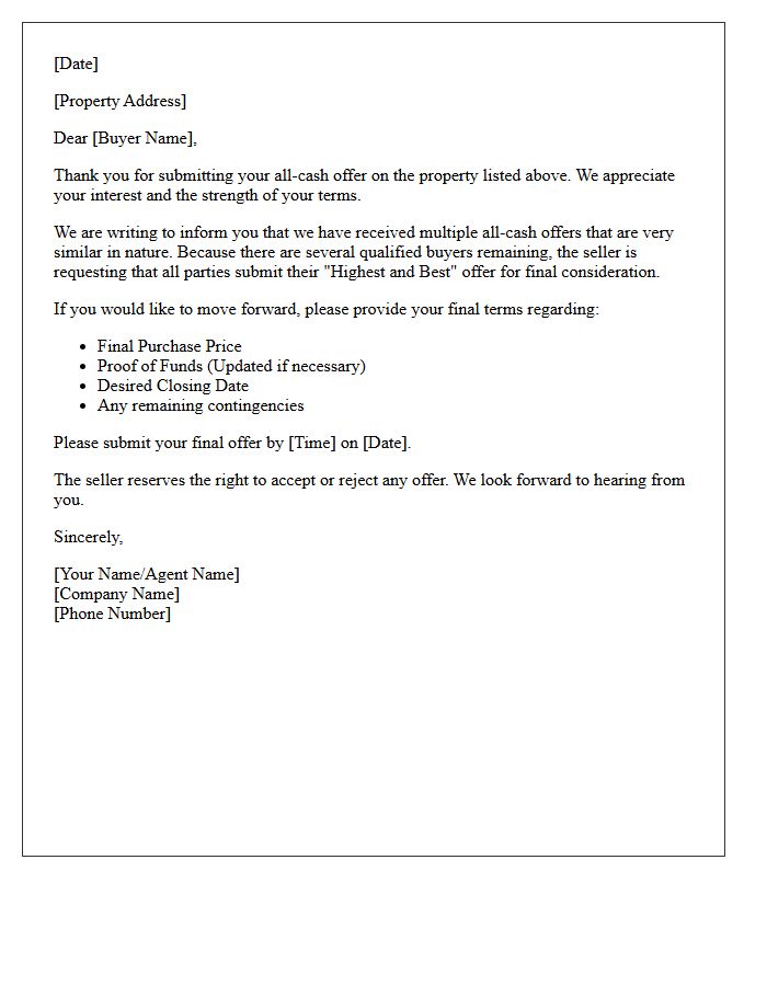Multiple All-Cash Buyers Remaining Letter