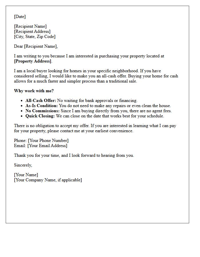 Local Market All-Cash Success Letter