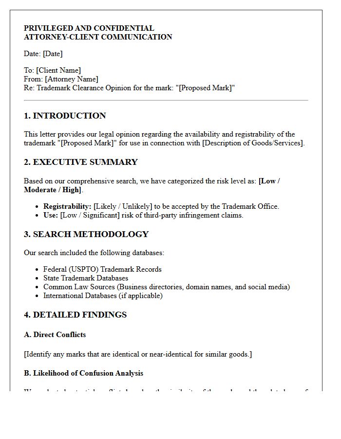 Comprehensive Trademark Clearance Opinion Letter